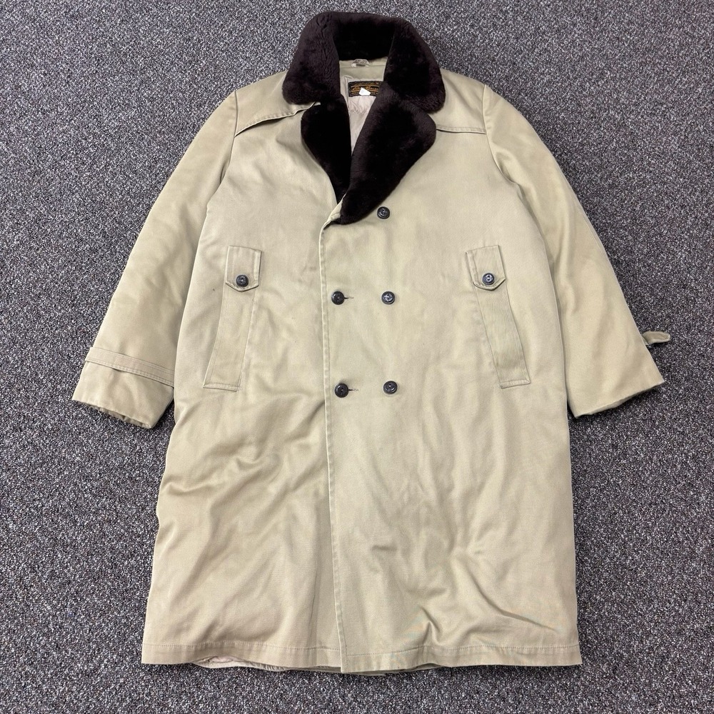 True Vintage Eddie Bauer Goose Down Jacket Tan 1970s rare Trench Coat Puffer 46